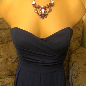 ASOS TFNC London Navy long strapless dress